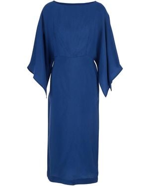 ..,merci Dress 'Abm099Denim' With Denim Details And Long Cotton Slee - Blue