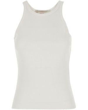Jucca Top With Round Neckline And Ribbed Design - White