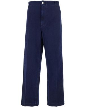 Gucci Trousers With One Patch Pocket On The Rear And Logo Lettering On The Rear - Blue