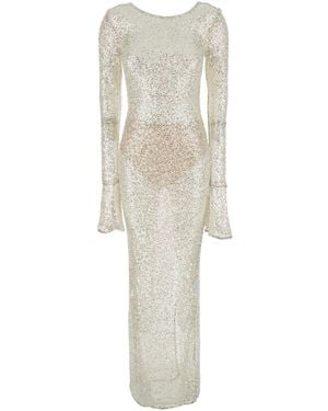Twentyfourhaitch Long Dress 'New Texas' With Sequins - White