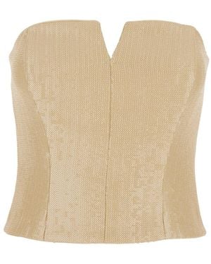 FEDERICA TOSI Bustier Top With All-Over Sequin Application - Natural