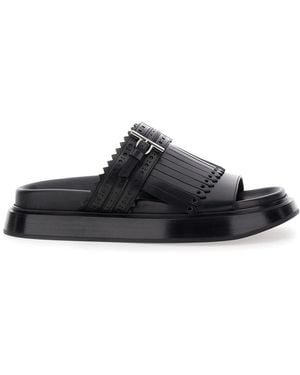 McQueen Leather Sandals - Black