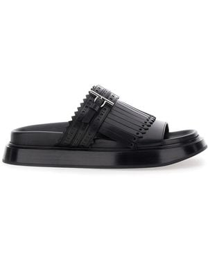 McQueen Leather Sandals - Black