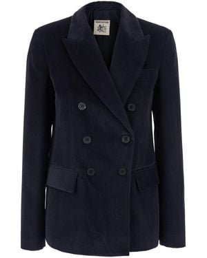 Semicouture Double-Breasted Jacket With Peak Revers - Blue