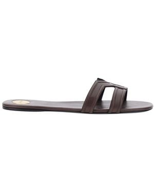 Saint Laurent Mabrouka Sandals With Rounded Toe And Thick Double Strap - White