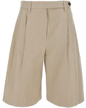 Brunello Cucinelli Pants With Hidden Front Closure And Front Ple - Natural