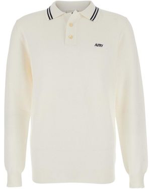 Autry Logo Shirt Collar Polo - White