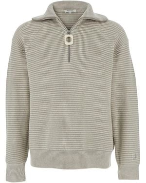 JW Anderson Jumper With Half Zip Closure On The Front - Grey
