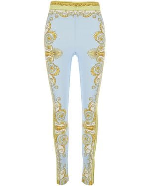 Versace Leggings With All-Over Geometric Print - Blue