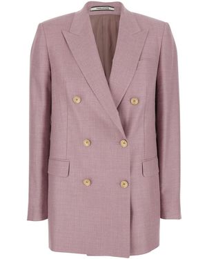 Tagliatore 'Jasmine' Double-Breasted Jacket With Peak Revers And Jewel Buttons - Purple