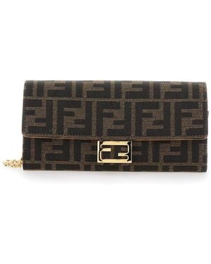 Fendi Borsa Mini 'Continental' Con Motivo Ff All-Over - Grigio