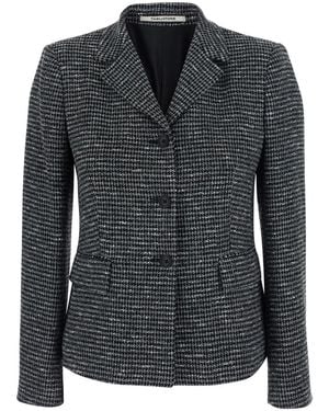 Tagliatore Daria Single Breasted Short Check Jacket - Black