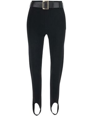 Self-Portrait Stirrup Leggings Viscose Trousers - Black