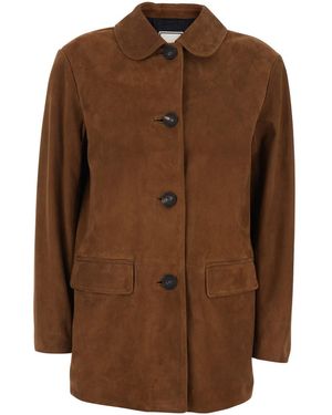 Tagliatore Jacket With Classic Collar And Two Front Flap Pockets - Brown