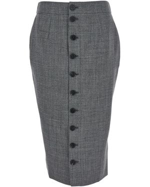 McQueen Skirt With Button Closure - Grey