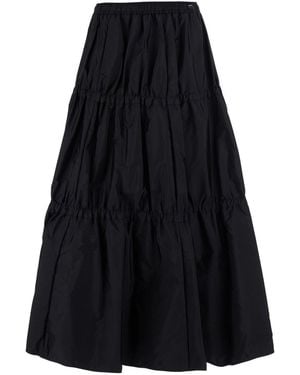 Moncler Midi Skirt With Tone-On-Tone Logo Patch And Ruffles - Blue