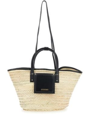 Jacquemus Handbag 'Le Panier Soli' With Leather Handles And Top - Black
