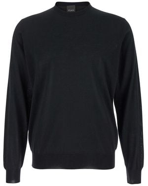 Le Plain Crew Neck Jumper With Long Sleeves And Ribbed Finishes - Black