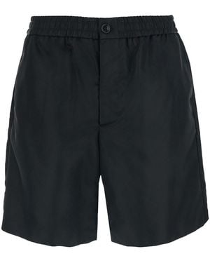 Ami Paris Shorts With Elastic Waist And Ami De Coeur Detail On T - Black