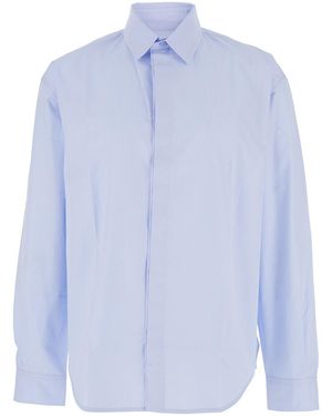 Jacquemus 'Simon' Light Shirt With Logo Lettering On The Front - Blue