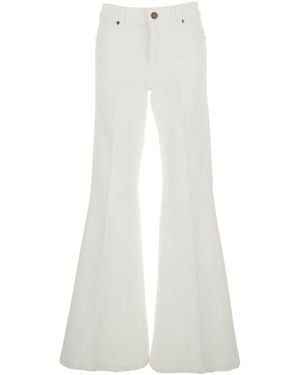 Twinset Wide Leg Jeans With Logo Patch On The Back And Wide Leg - White