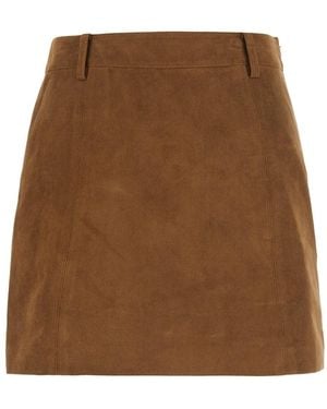 DUNST Mini Skirt With Side Zip Closure And Logo Lettering On The - Brown