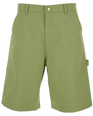 Drole de Monsieur Bermuda With Belt Loops And Logo Patch On The Back I - Green