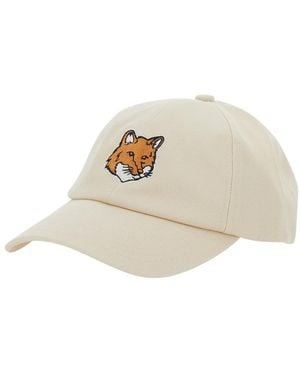 Maison Kitsuné Baseball Cap With Fox Head Patch On The Front In - White