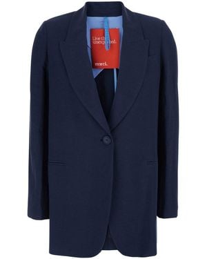 ..,merci Single-Breasted Jacket With Peak Revers - Blue