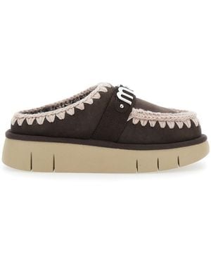 Mou 'Bounce' Mules With Logo Lettering And Open Rear - Black