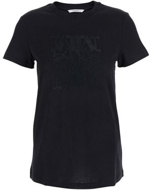 Max Mara Crew Neck T-Shirt With Front Logo - Black