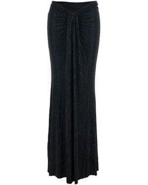 VENUJA Skirt With Draped Detail On The Front And All-Over Sequin Strip - Black
