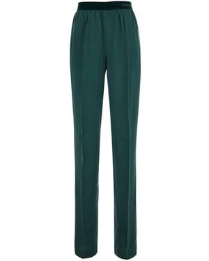 Tom Ford Trousers With Elasticated Waist With Logo Lettering - Green