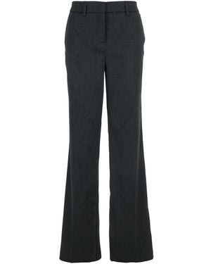 Plain Pants With Damask Effect - Black