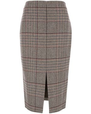 FEDERICA TOSI Skirt With Front Slit And Prince Of Wales Mot - Grey