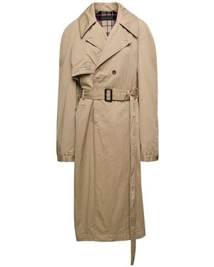 Balenciaga Deconstructed Trench Coat With Matching Belt - Natural