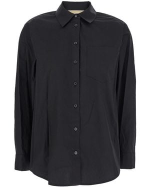 MICHAEL Michael Kors Cotton Shirt With Button-Down Collar - Black