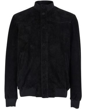 Low Brand Jacket With High Collar And Button Closure - Black