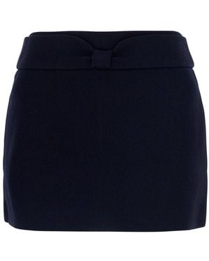 ShuShu/Tong Bow Detail Low-Waist Wool Mini Skirt For - Blue