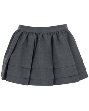 ShuShu/Tong Skirt Tuck Detail Pleated Wool-Blend - Grey