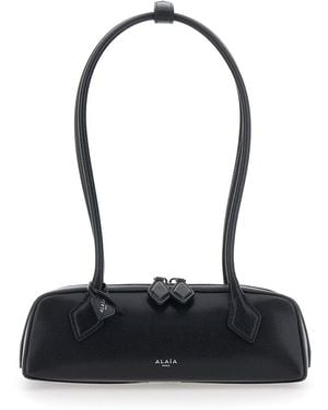 Alaïa Teckel Small Goatskin Bag With Leather Detail - Black