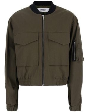 Grifoni Giubbotto Crop Con Maxi Tasche Su Fronte E Manica - Verde