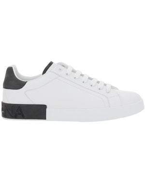 Dolce & Gabbana 'Portofino' Low Top Sneakers With Logo Lettering - White