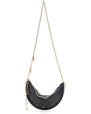 Chloé Borsa A Spalla Con Tracolla A Catena E Design A Mezza Luna - Bianco