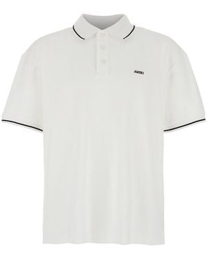 Amiri Polo Shirt With Classic Collar And Logo Lettering Embroidery On The Front - White