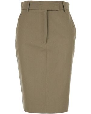 Plain Skirt With Front Concealed Closure - Green