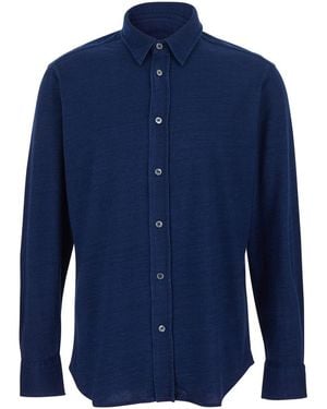 Tom Ford Shirt With Classic Collar And Denim Effect - Blue