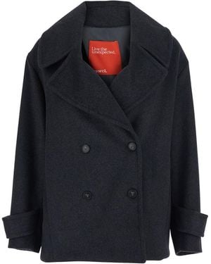 ..,merci Double-Breasted Coat With Wide Notched Revers - Black