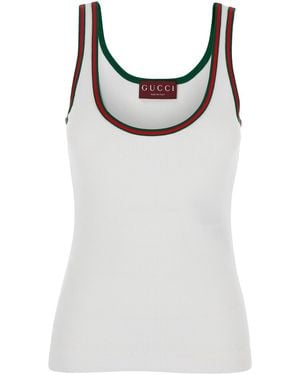 Gucci Web Tank Top - White