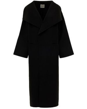 TOTEME Cappotto oversize con collo a scialle in lana e cashmere donna - Nero